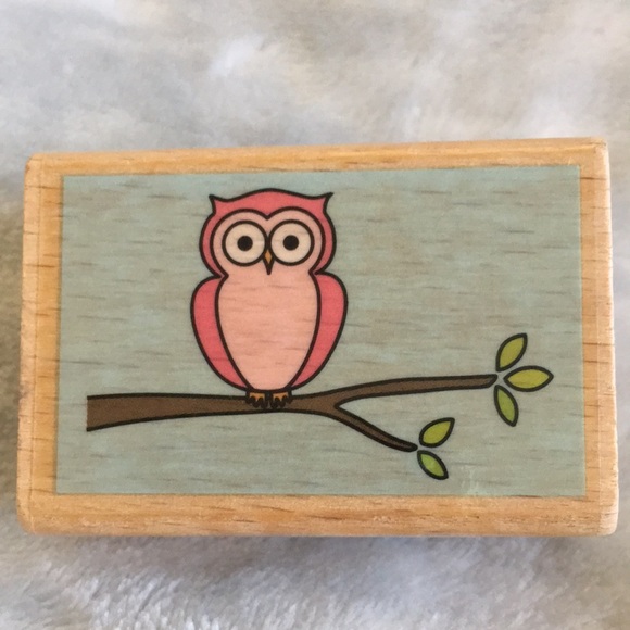 Owl On Tree Branch Rubber Art Stamp NWT wood rubber 2.25”x 1x1.50” - Picture 8 of 9
